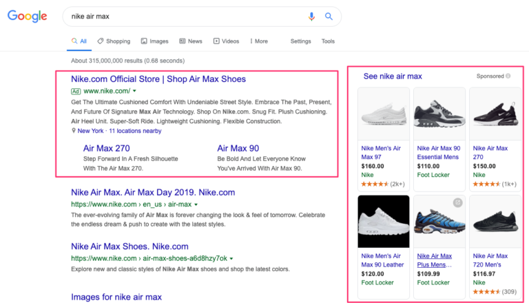 Google Shopping product advertisement examples