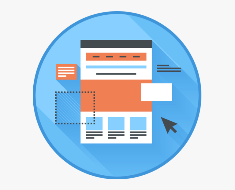 Landing page design illustration showing page layout, text and interactive elements