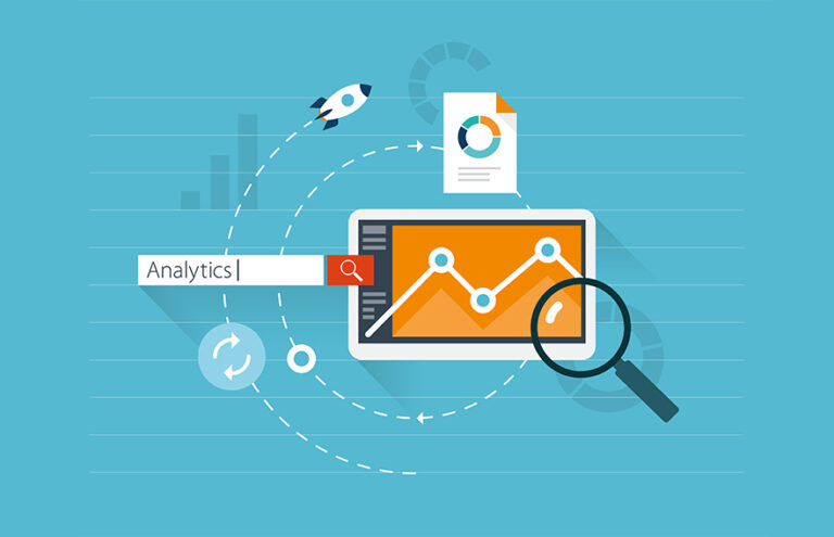 Analytics illustration with a performance chart for influencer campaign measurement
