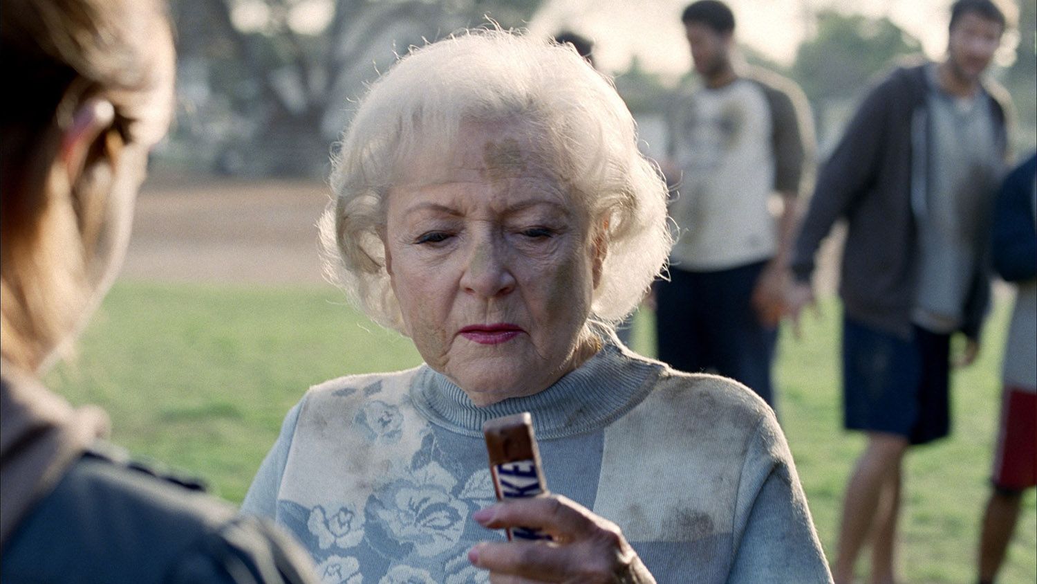 Betty White in a Snickers commercial featured in the Super Bowl advertising guide