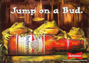 Budweiser Singing Frogs commercial still from the advertising retrospective