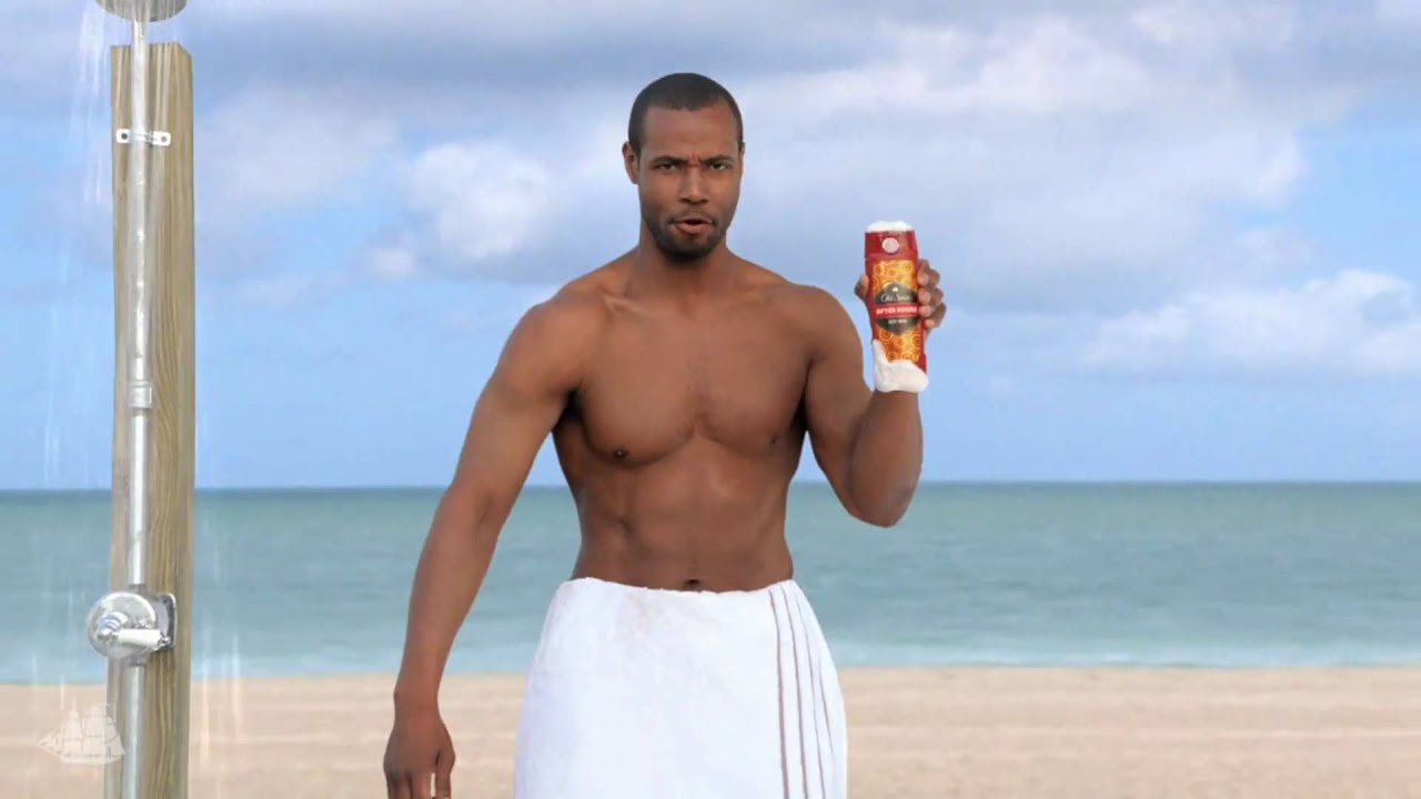 Old Spice commercial still illustrating memorable advertising humour